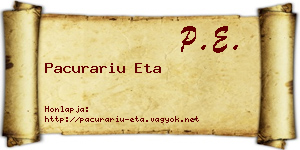Pacurariu Eta névjegykártya